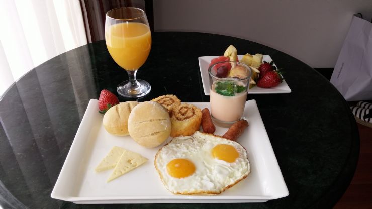 Delicious Tico breakfast at Palma Real Hotel room
