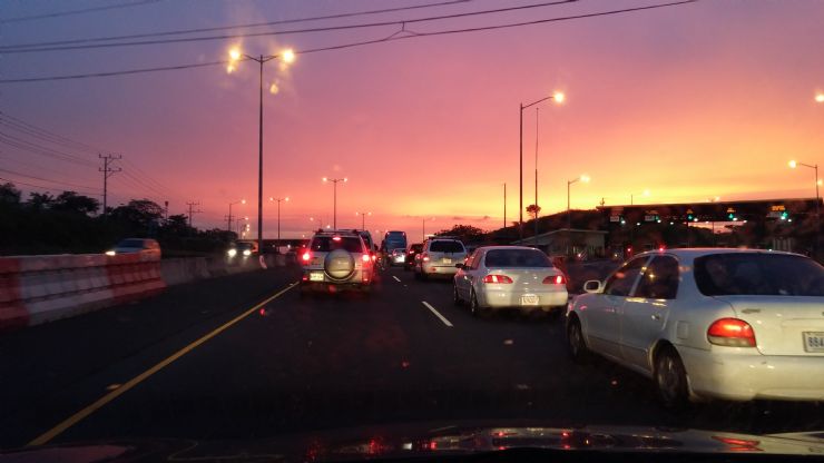 Beautiful sunset during Traffic Jam
