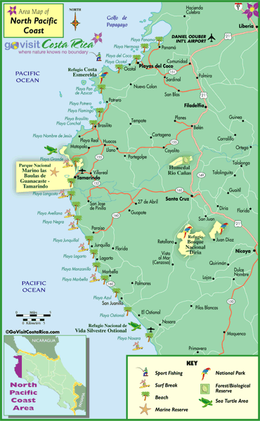 North Pacific Coast (Tamarindo Area) Map