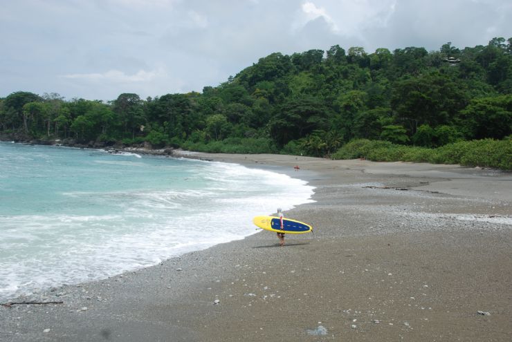 Paddleboarder on beach at Backwash