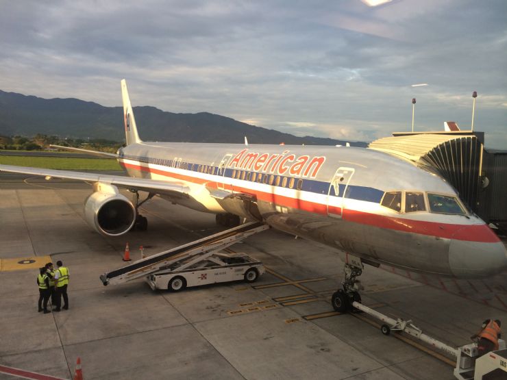 American Airlines plane at San Jose International Airport