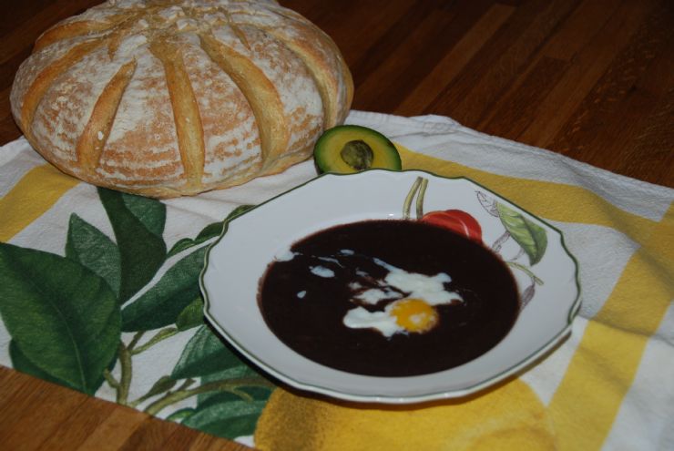 Delicious typical Black Bean Sopa Negra