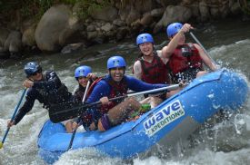 Javi the Frog on Balsa on the water rafting with Wave Expeditions