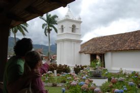 Tourists admiring the beautiful  Orosi Church&nbsp;-&nbsp;Orosi, Cartago