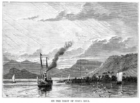 Vintage engraving from 1878 of the Nicoya Peninsula of Costa Rica