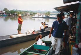 Taking a water taxi on Isla Colon in the Bocas del Toro, Panama