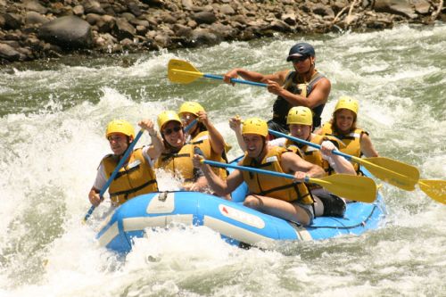 Having fun white water rafting on the Pacuare River
