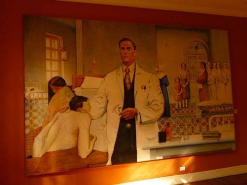 Painting of Calderon Guardia as one of the promoters of public medicine in Costa Rica