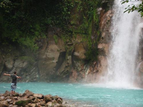 Huge waterfall at Rio Celeste