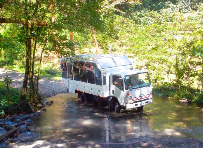 Transport to the waterfall & zipline site