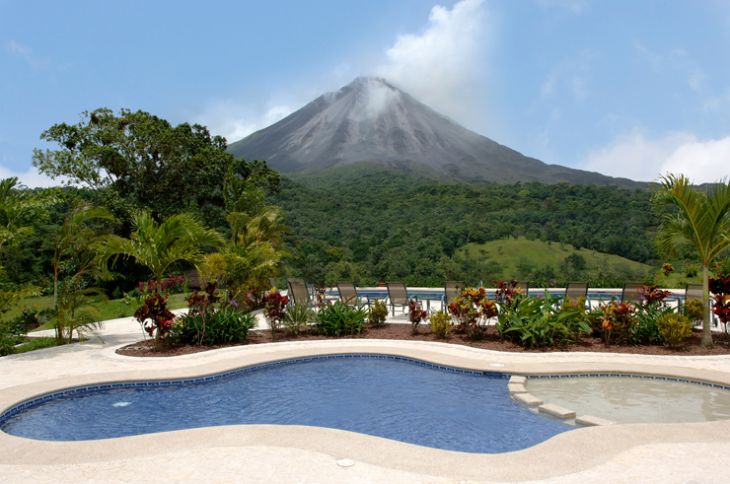 Pool view of Arenal Volcano at Hotel Arenal Kioro