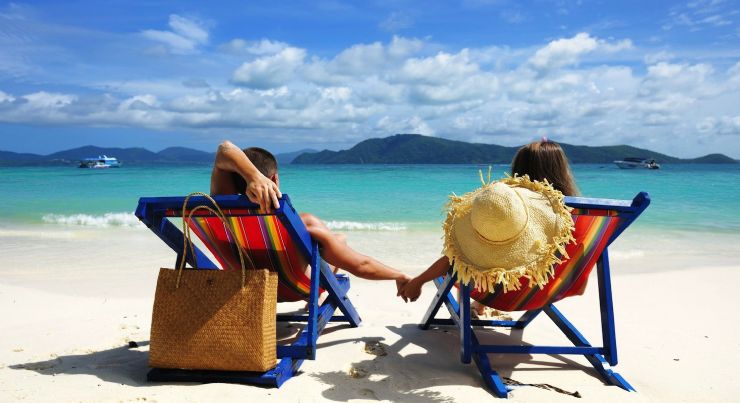 Couple having a good time in the beach