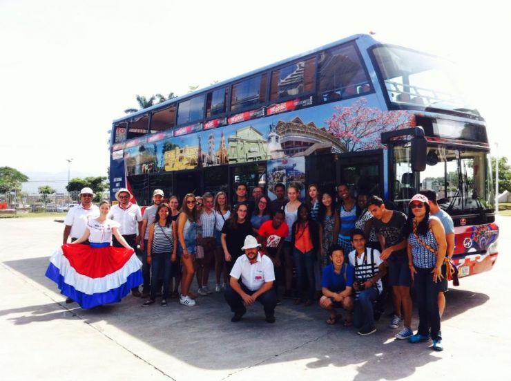 Amazing tourists group with VIP City Bus