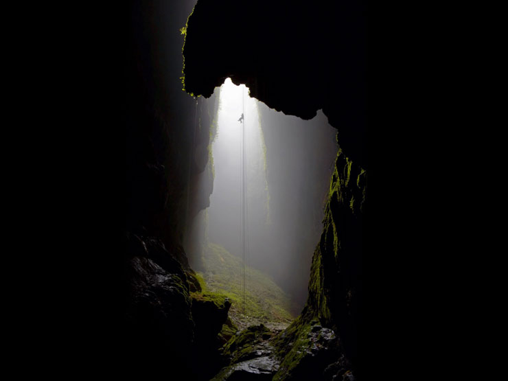 Rappel into Cave of Swallows,  Mexico