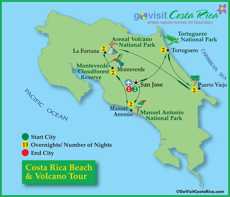 Costa Rica Beach & Volcano Tour 14 Days / 13 Nights