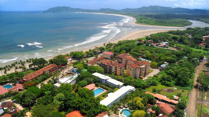 Aerial view of Tamarindo with Playa Grande in the background