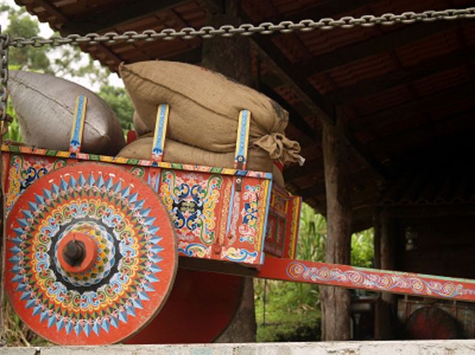 Costa Rican Carreta carrying coffee