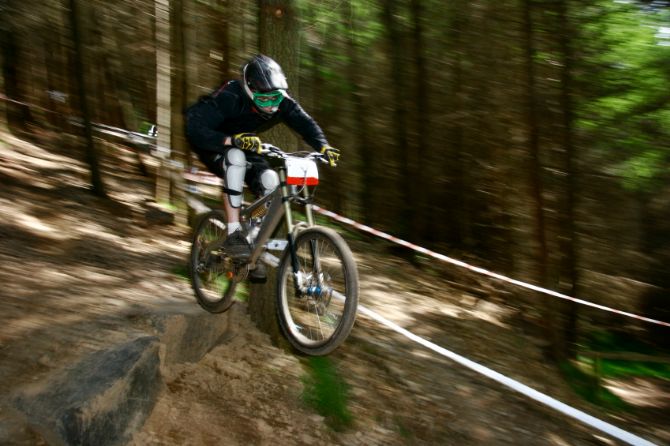 Mountain Biking through Forest