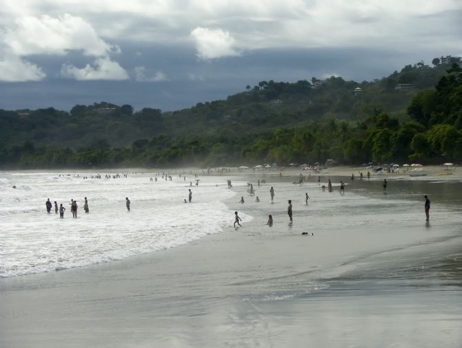 Crowded Espadilla Beach in Manuel Antonio