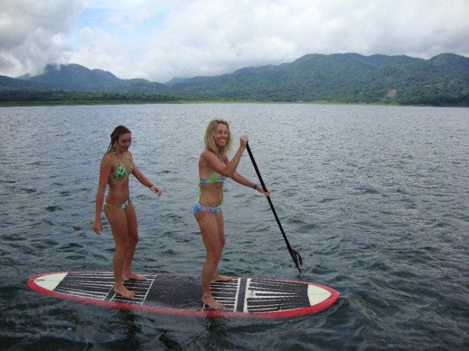 Stand up paddle boarding on Lake Arenal with Desafio Adventure Company