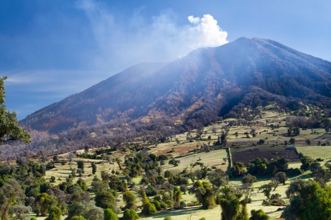 Turrialba Volcano erupting