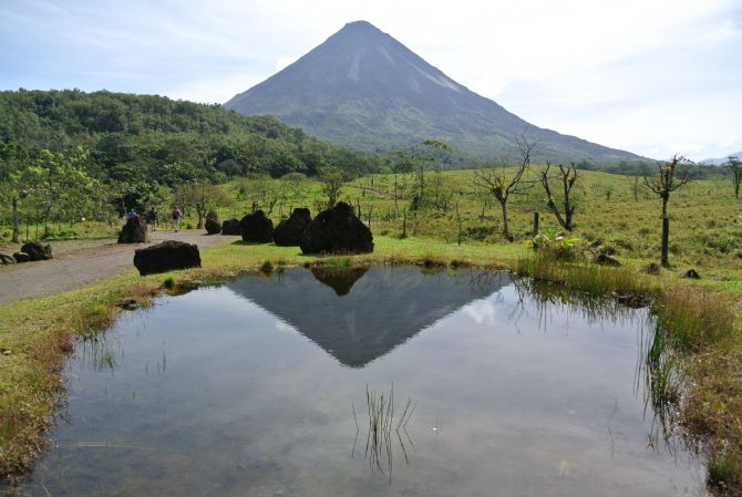 Arenal Volcano reflection on lake at Arenal Volcano