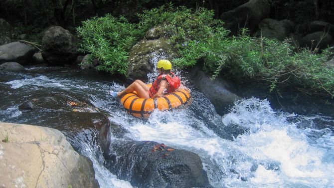 White water tubing on Combo Tour at Guachipelin Adventure near Tamarindo