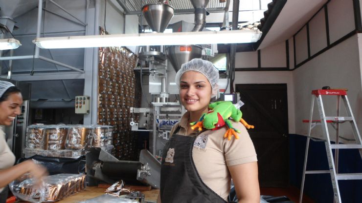 Javi making friends at coffee factory