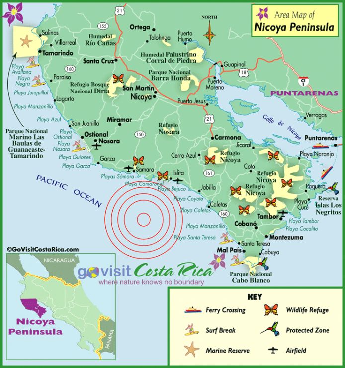Nicoya Peninsula Samara Earthquake Map Sept 5, 2012