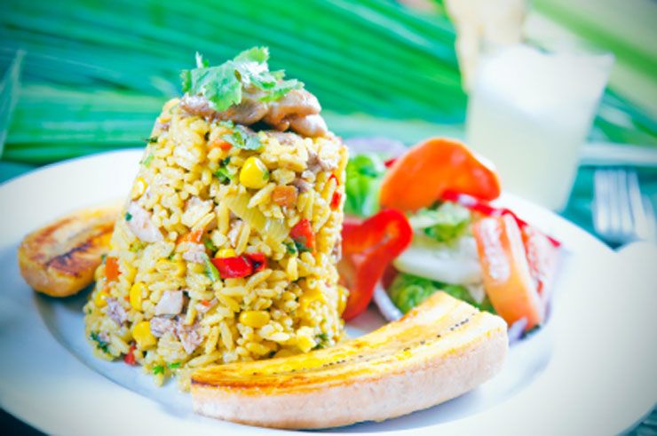 Typical Costa Rican Arroz con Pollo (chicken rice)