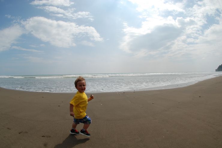 Toddler Running on Beach in Costa Rica