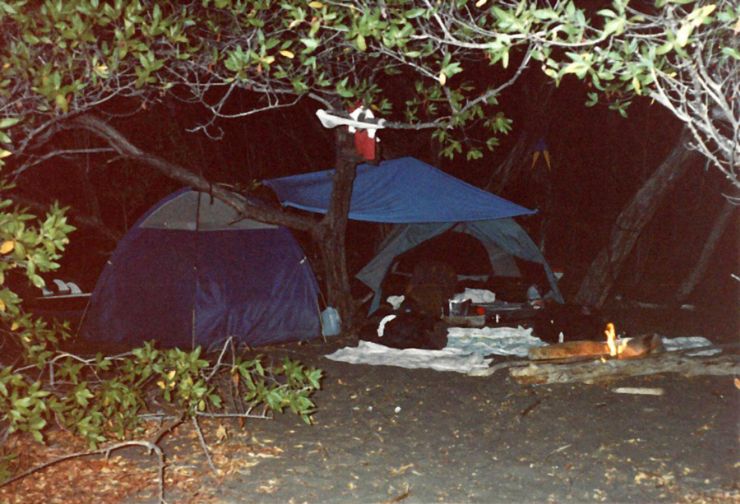 Camping with a campfire at Witches Rock