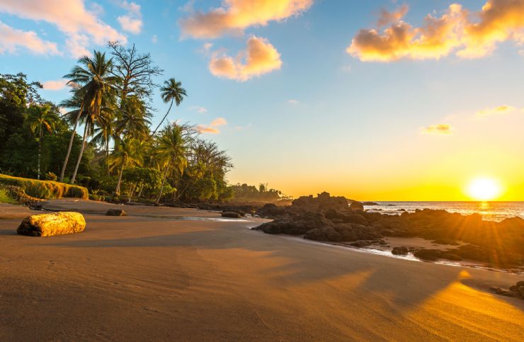 Beach sunset at Corcovado National Park