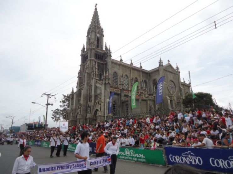 Beautiful neo-Gothics style church during Independence Day celebrations