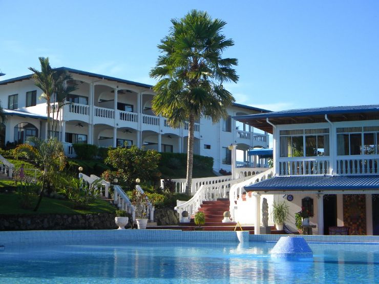 View of main building from pool at Cristal Ballena Hotel