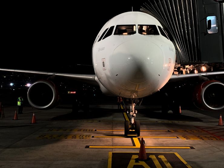 Front of Avianca Airplane at San José International Airport in Costa Rica