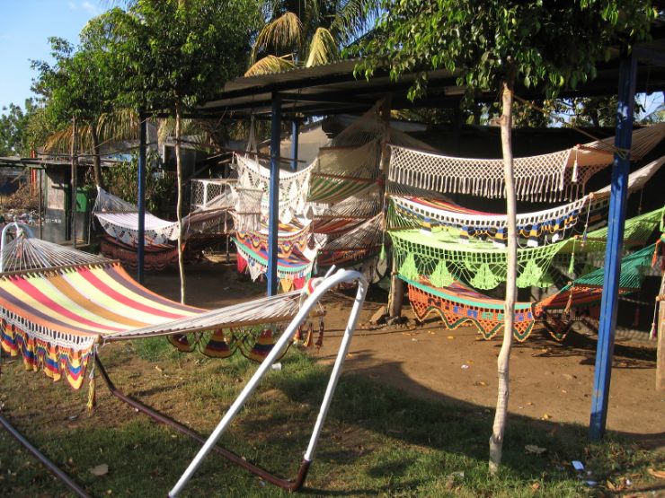 Hammocks for sale in a typical market in Santa Ana