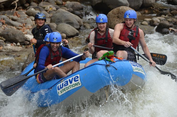 Javi the Frog leading the boat in the rapids, La Fortuna