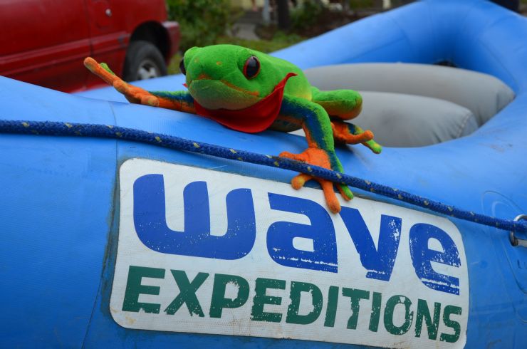 Javi the Frog getting ready to begin its rafting adventure with Wave expeditions