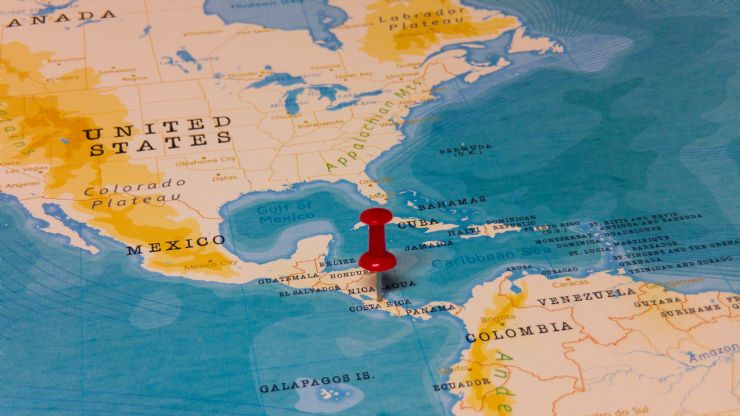 Map Showing Costa Rica in the Americas