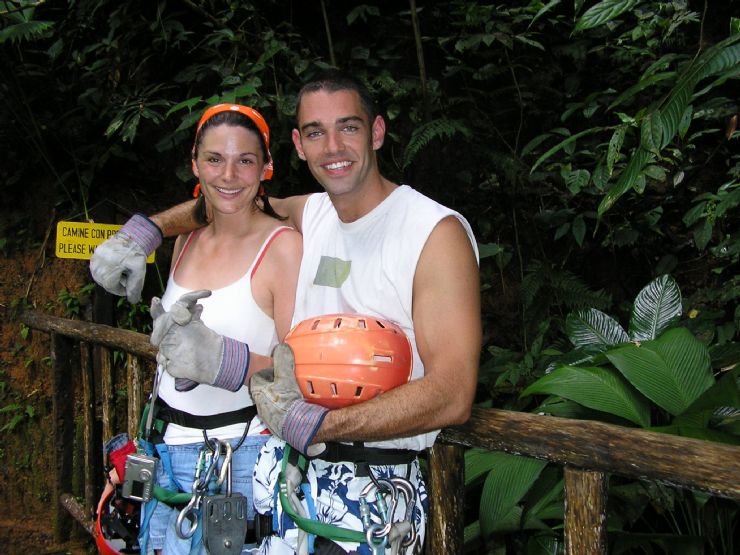 Posing while on a Canopy Tour in Manuel Antonio