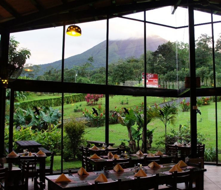 Cloudy view of Arenal Volcano from Que Rico Restaurant, la Fortuna