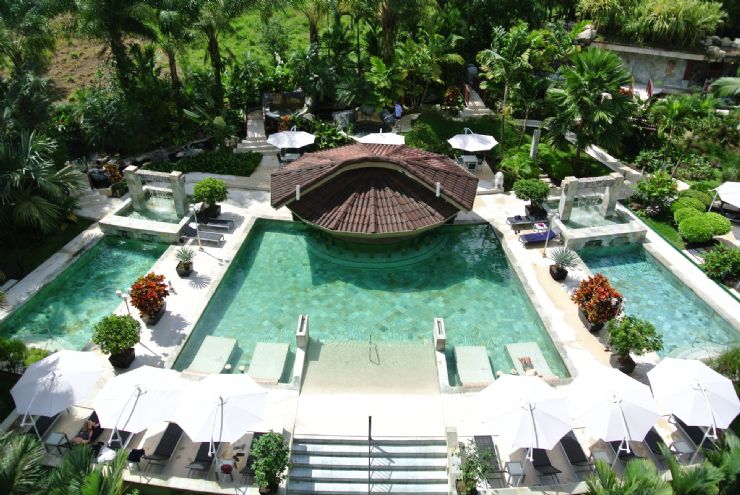 Relaxing hot springs pool at Royal Corin