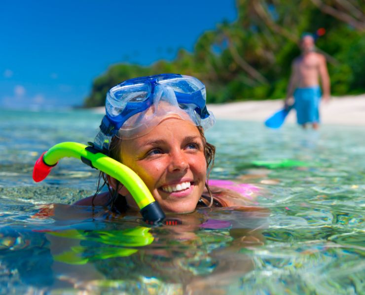 Having fun snorkeling off of Playa Conchal