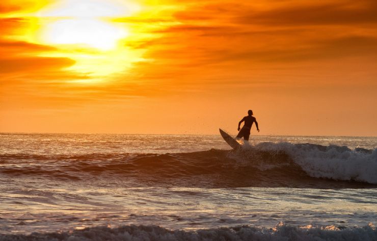 Sunset surf at Playa grande