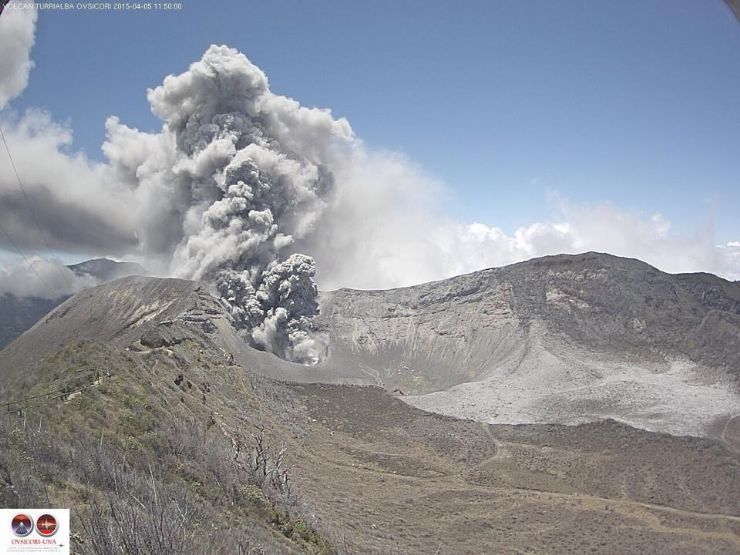 April 5th, 2015 big eruption at Turrialba Volcano - Photo Credit: www.ovsicori.una.ac.cr