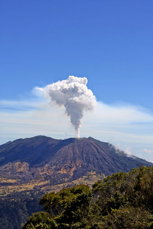 Turrialba Volcano erupting in Costa Rica