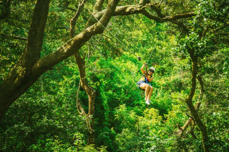 Flying through the trees on a Canopy Tour in Monteverde