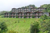 Enjoying the view from a mountain top hotel