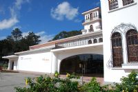 Side view of Art Museum with beautiful flowers